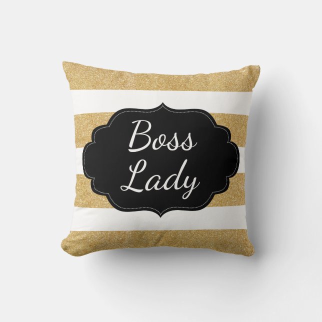 Gold Glitter | Stripes Cushion (Front)