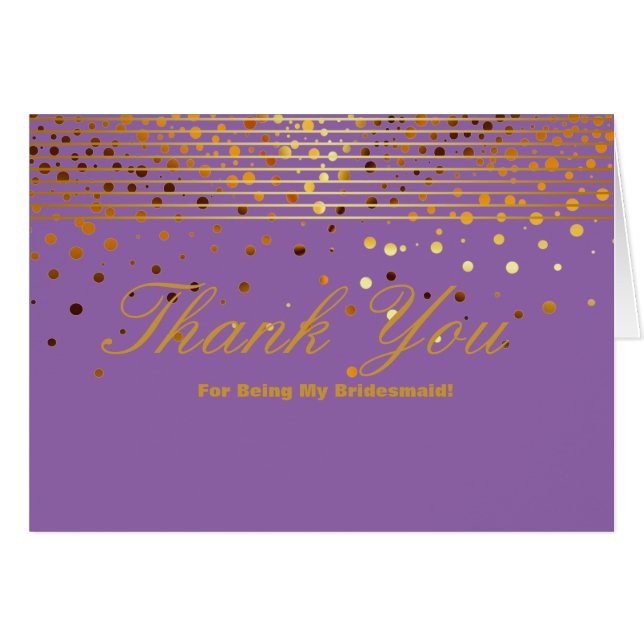 Gold Glitter Stripes For Being My Bridesmaid Thank (Front Horizontal)