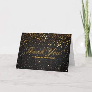 Gold Glitter Stripes For Being My Bridesmaid Thank You Card