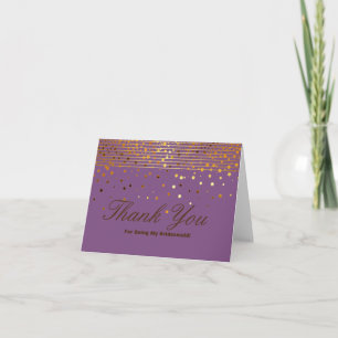 Gold Glitter Stripes For Being My Bridesmaid Thank You Card