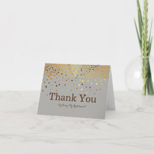 Gold Glitter Stripes For Being My Bridesmaid Thank You Card