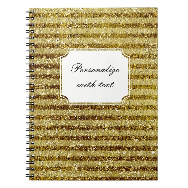 Gold Glitter Stripes Notebook (Front)
