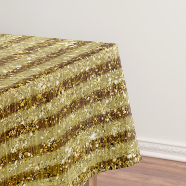 Gold Glitter Stripes Tablecloth (In Situ)