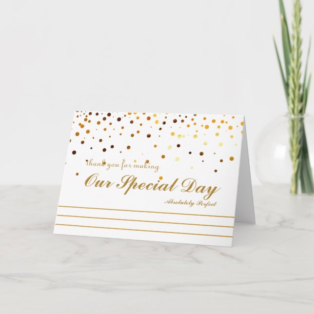 Gold Glitter Stripes Thank you for special day Card (Front)