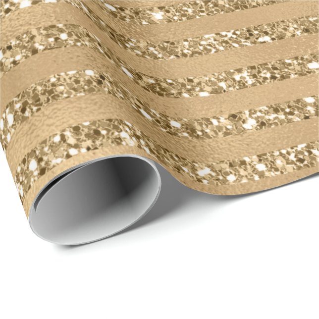 Gold Glitter Stripes        Wrapping Paper (Roll Corner)