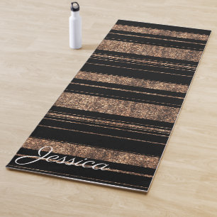 Gold glitter stripes yoga mat