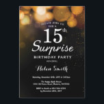 Gold Glitter Surprise 15th Birthday Invitation<br><div class="desc">Gold Glitter Surprise 15th Birthday Invitation Card. Kids Birthday. Girl Boy Teen Teenage Bday Invite. Gold Glitter Bokeh Background. 13th 15th 16th 18th 10th 21st 30th 40th 50th 60th 70th 80th 90th 100th. Any Age. For further customisation, please click the "Customise it" button and use our design tool to modify...</div>