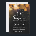 Gold Glitter Surprise 18th Birthday Invitation<br><div class="desc">Gold Glitter Surprise 18th Birthday Invitation Card. Adult Birthday. Gold Glitter Bokeh Background. 13th 15th 16th 18th 10th 21st 30th 40th 50th 60th 70th 80th 90th 100th. Any Age. For further customisation,  please click the "Customise it" button and use our design tool to modify this template.</div>