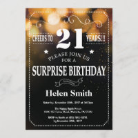 Gold Glitter Surprise 21st Birthday Invitation