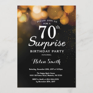 Gold Glitter Surprise 70th Birthday Invitation