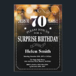 Gold Glitter Surprise 70th Birthday Invitation<br><div class="desc">Gold Glitter Surprise 70th Birthday Invitation. White Typography. Black and White Chalkboard Background. Adult Birthday. Male Men or Women Birthday. Kids Boy or Girl Lady Teen Teenage Bday Invite. 13th 15th 16th 18th 20th 21st 30th 40th 50th 60th 70th 80th 90th 100th. Any Age. For further customisation, please click the...</div>