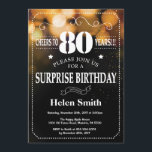 Gold Glitter Surprise 80th Birthday Invitation<br><div class="desc">Gold Glitter Surprise 80th Birthday Invitation. White Typography. Black and White Chalkboard Background. Adult Birthday. Male Men or Women Birthday. Kids Boy or Girl Lady Teen Teenage Bday Invite. 13th 15th 16th 18th 20th 21st 30th 40th 50th 60th 70th 80th 90th 100th. Any Age. For further customisation, please click the...</div>