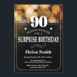 Gold Glitter Surprise 90th Birthday Invitation<br><div class="desc">Gold Glitter Surprise 90th Birthday Invitation. White Typography. Black and White Chalkboard Background. Adult Birthday. Male Men or Women Birthday. Kids Boy or Girl Lady Teen Teenage Bday Invite. 13th 15th 16th 18th 20th 21st 30th 40th 50th 60th 70th 80th 90th 100th. Any Age. For further customisation, please click the...</div>