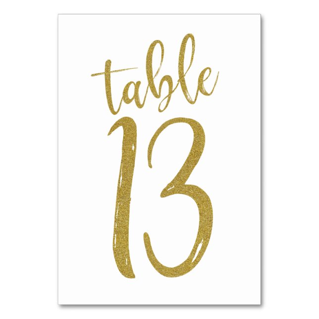 Gold Glitter Table Number 13 (Front)