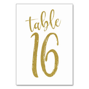 Gold Glitter Table Number 16