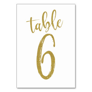 Gold Glitter Table Number 6