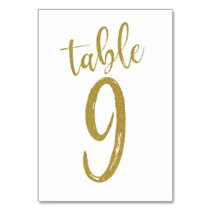 Gold Glitter Table Number 9
