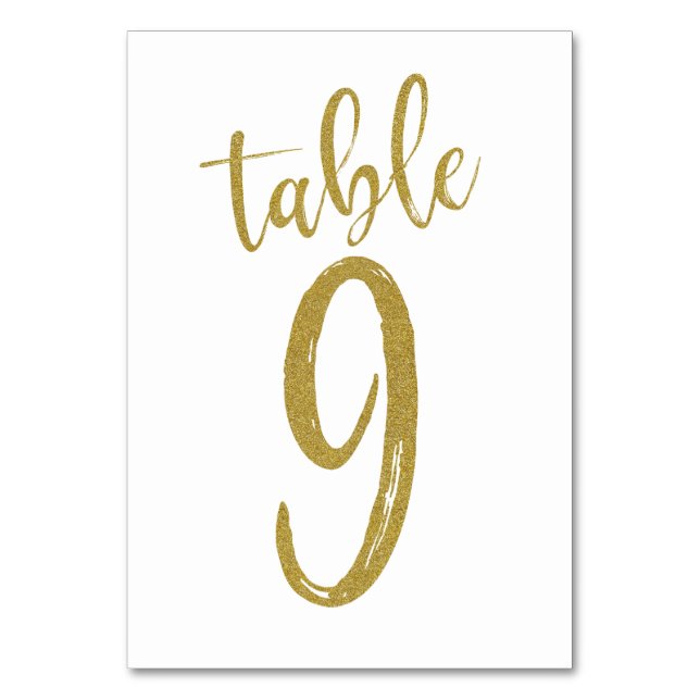 Gold Glitter Table Number 9 (Front)