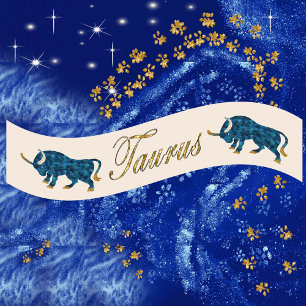 Gold Glitter Taurus Zodiac Birthday Gift Satin Ribbon