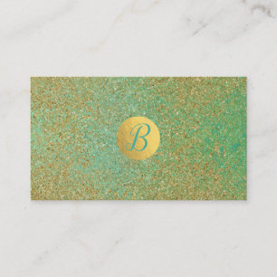 Gold Glitter Teal Aqua Glam Customer Loyalty Card