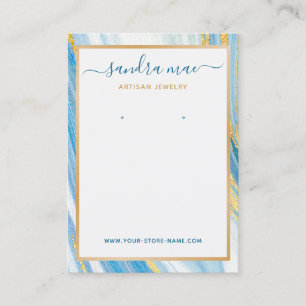 Gold Glitter Teal Blue Marble Jewellery Display Ca Business Card