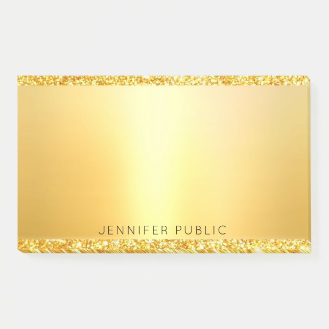 Gold Glitter Template Modern Elegant Professional Post-it Notes (Front)