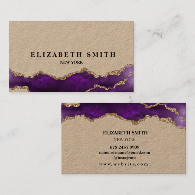 Gold Glitter Texture Marble Business Card (Front/Back)