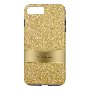 Gold Glitter Texture Monogrammed iPhone 8 Plus/7 Plus Case