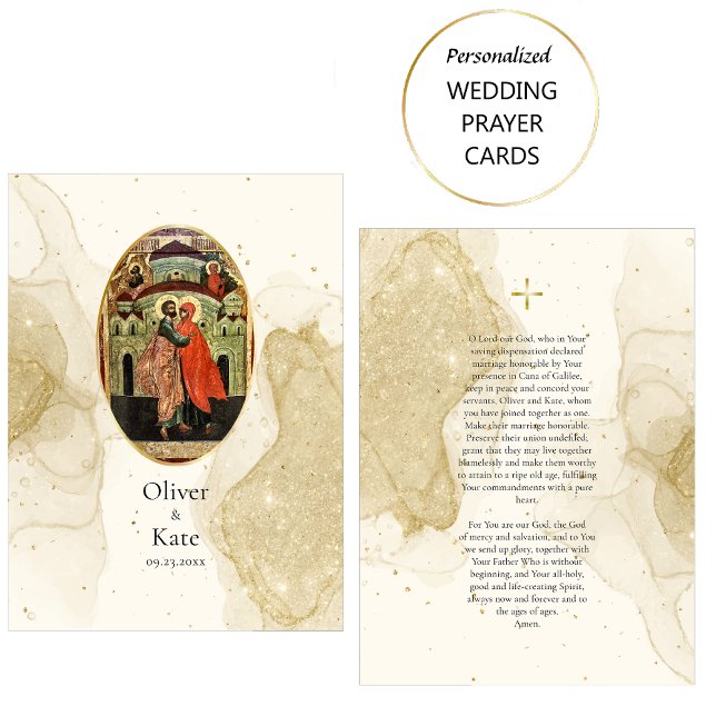 Gold Glitter Texture Orthodox Wedding Prayer Card (Creator Uploaded)
