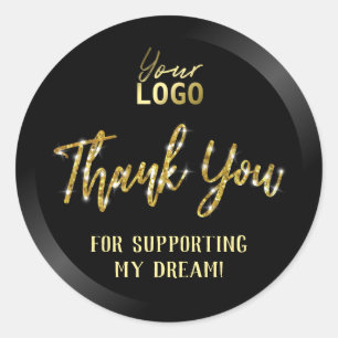 Gold Glitter Thank You Business Package Envelope Classic Round Sticker