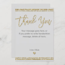 Gold Glitter Thank You Card