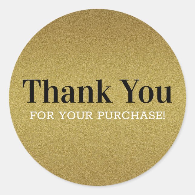 Gold Glitter Thank You For Your Purchase Classic Round Sticker (Front)