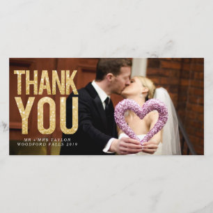 Gold Glitter Thank You Overlay Photo Cards