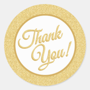 Gold Glitter Thank You Stickers