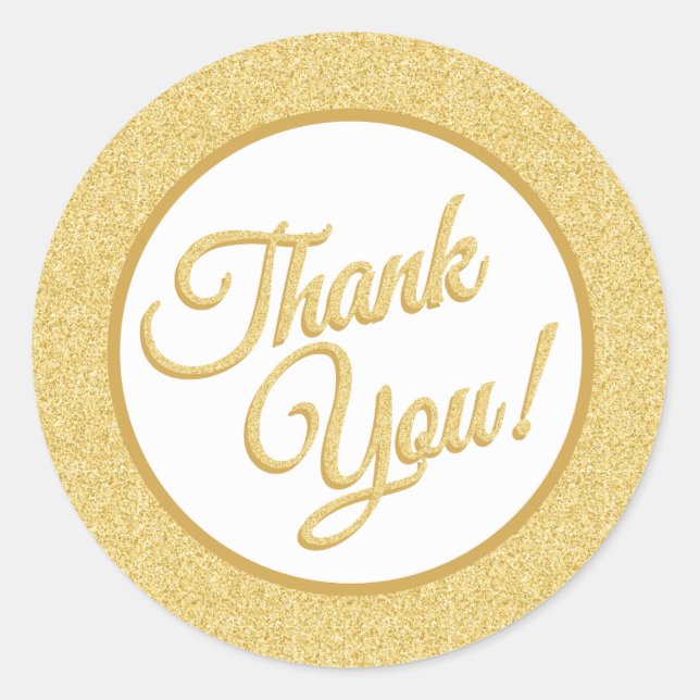 Gold Glitter Thank You Stickers (Front)