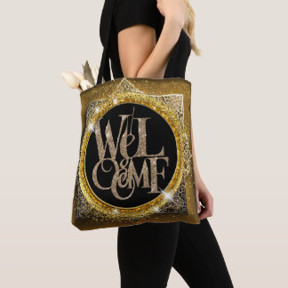 gold glitter tote bag