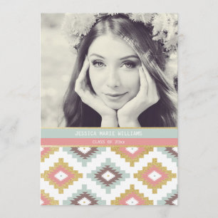 Gold Glitter Tribal Graduation Invitations