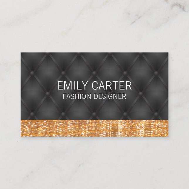 Gold Glitter Trim | Luxury Upholstered Cushion Business Card (Front)