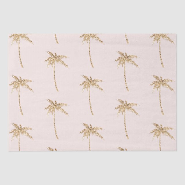 Gold Glitter Tropical Palm Tree Tissue Paper (Front)