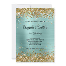 Gold Glitter Turquoise Foil Fancy Monogram