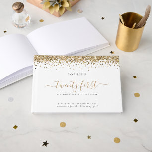 Gold Glitter Twenty First Birthday Party Guest Book