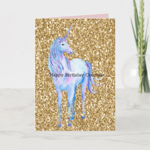 Gold Glitter Unicorn Card