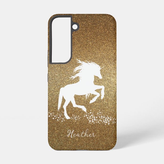 Gold Glitter Unicorn Samsung Galaxy Case (Back)