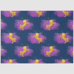 Gold Glitter Unicorns on Blue Tissue Paper