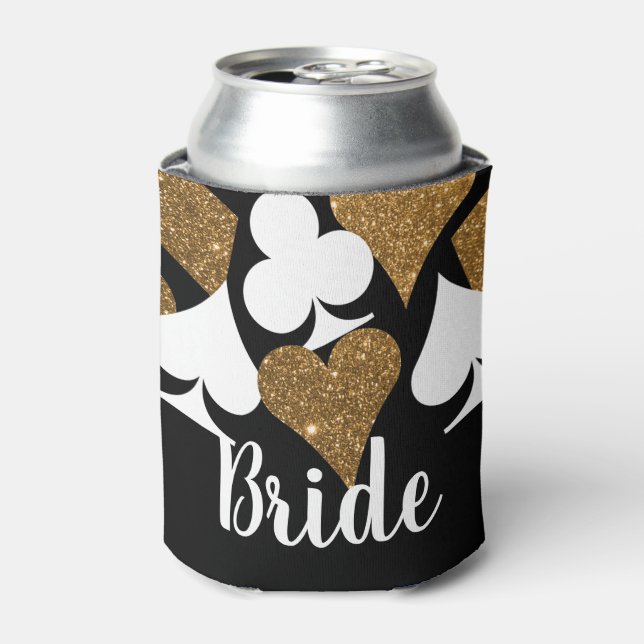 Gold Glitter Vegas Bride Custom Can Cooler (Can Front)