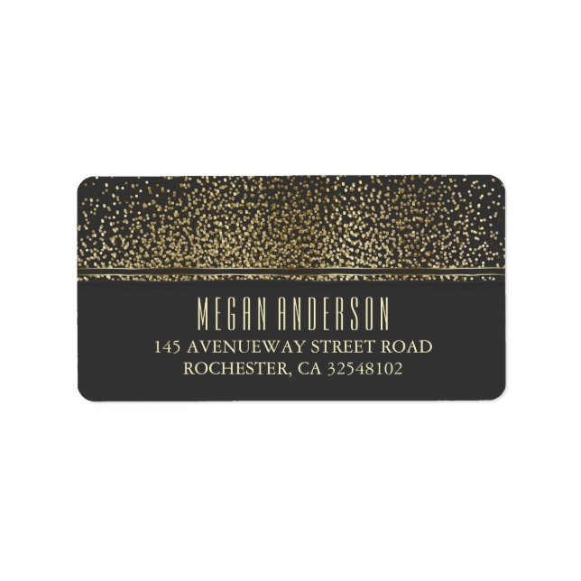 Gold Glitter Vintage Glamour Wedding Label (Front)