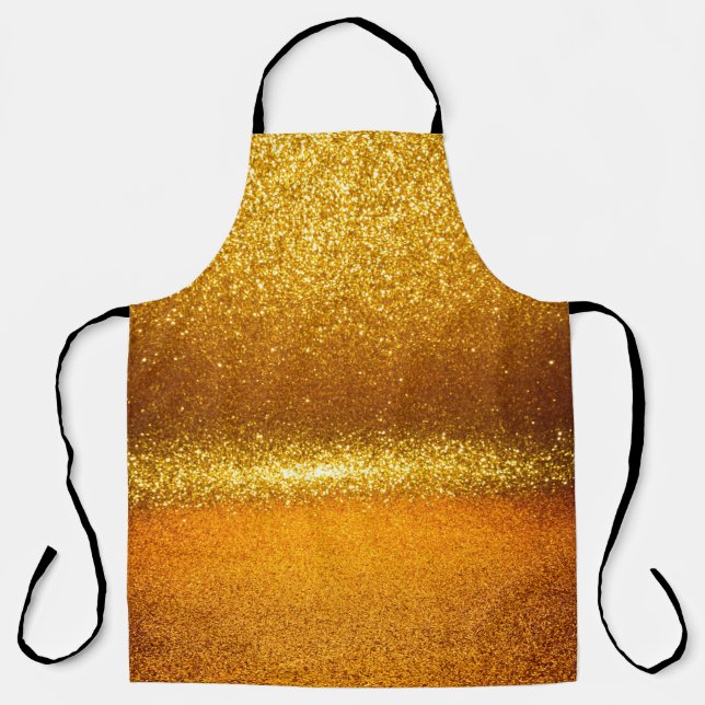 Gold  glitter vintage lights texture. christmas ab apron (Front)