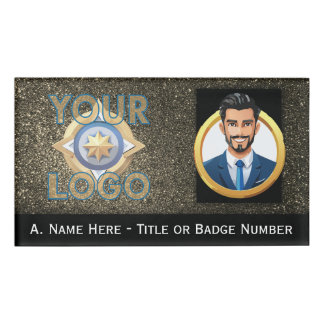 Gold Glitter VIP Security Executive Investigator Name Tag