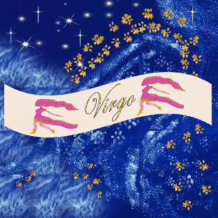Gold Glitter Virgo Zodiac Birthday Gift Satin Ribbon