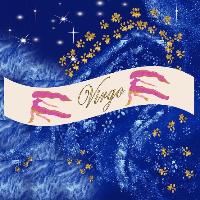 Gold Glitter Virgo Zodiac Birthday Gift Satin Ribbon (Creator Uploaded)